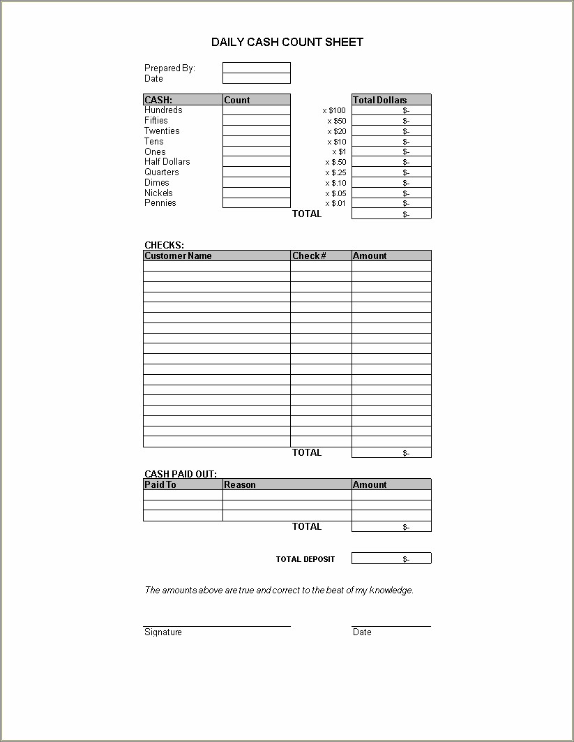 Free Daily Cash Sheet Template Uk