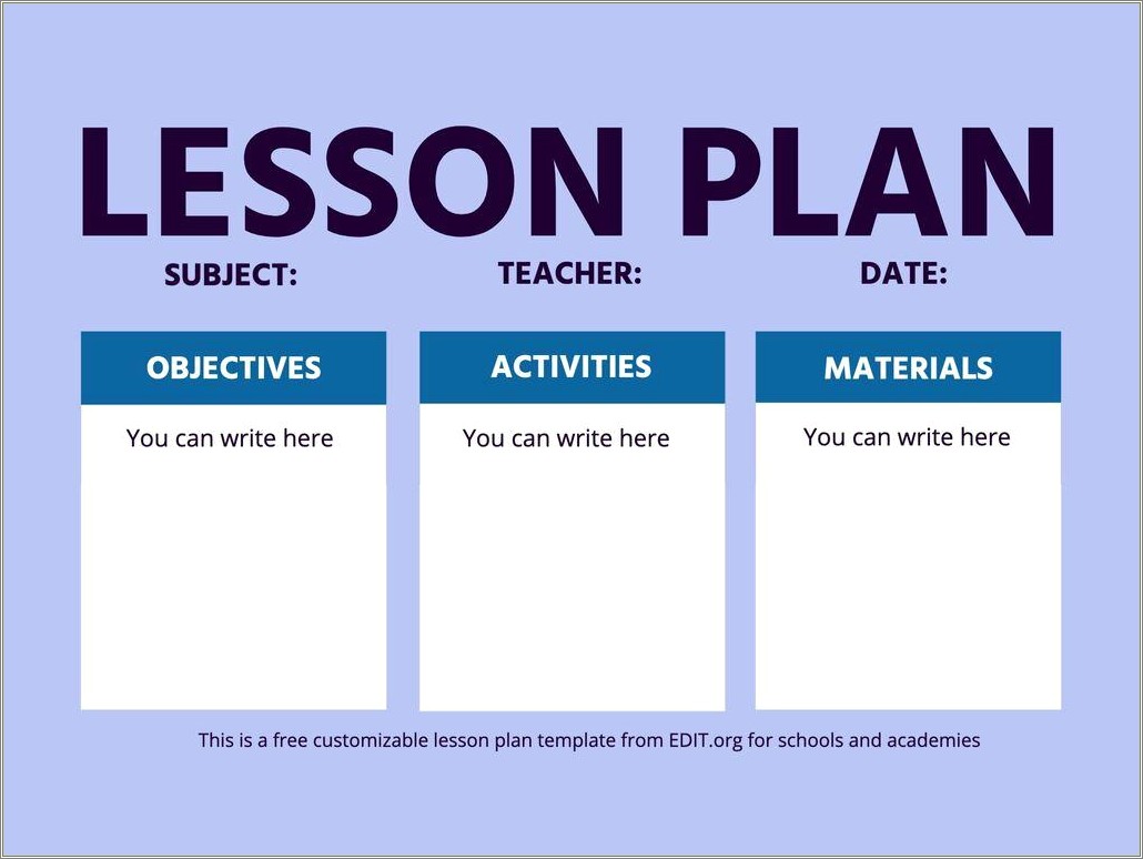 Free Daily Lesson Plan Template Pdf