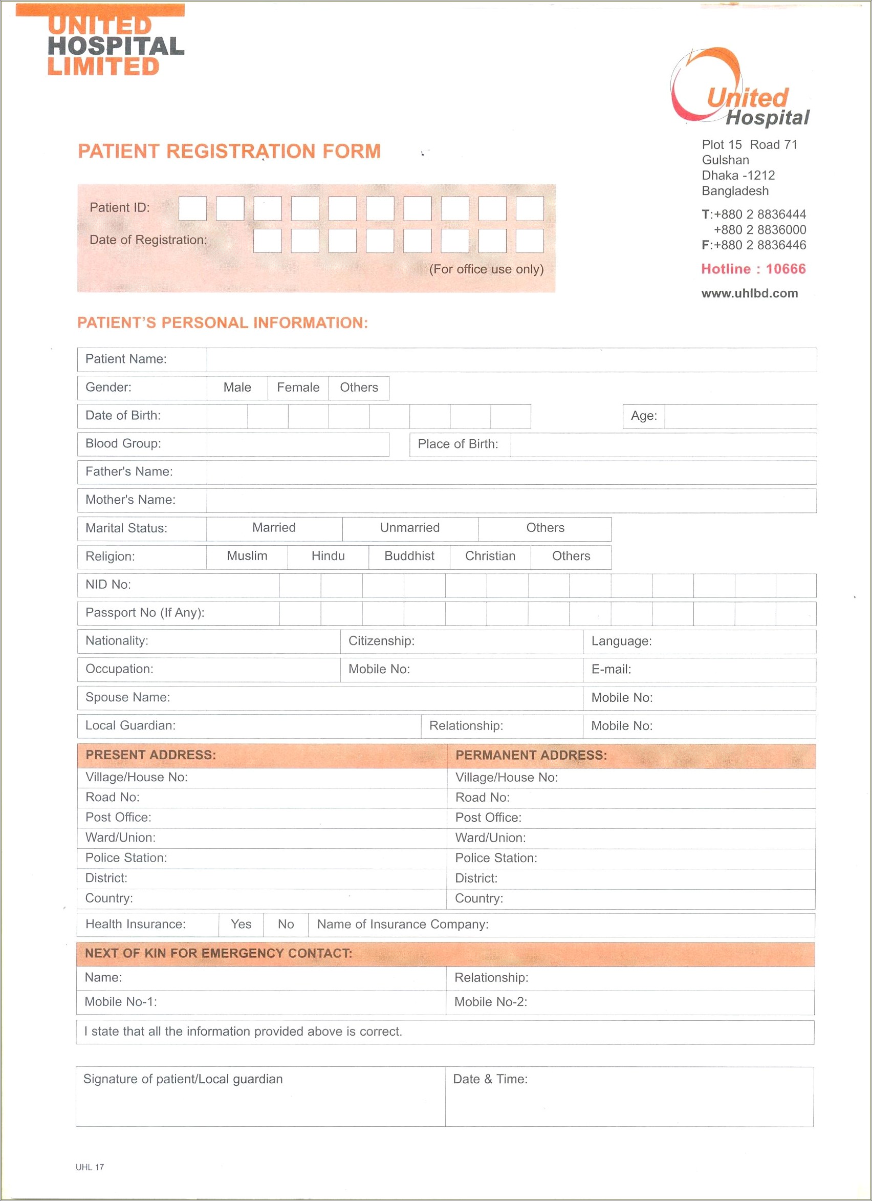 Free Dental Patient Registration Form Template