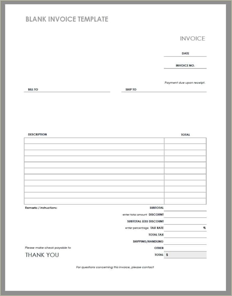 Free Download Docx Template Invoice Receipt