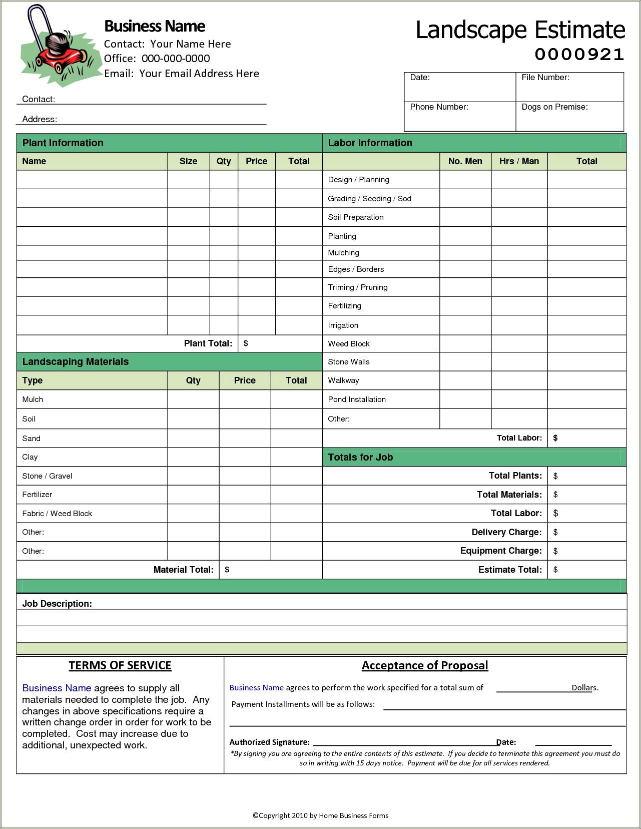 Free Download Lawn Care Proposal Template