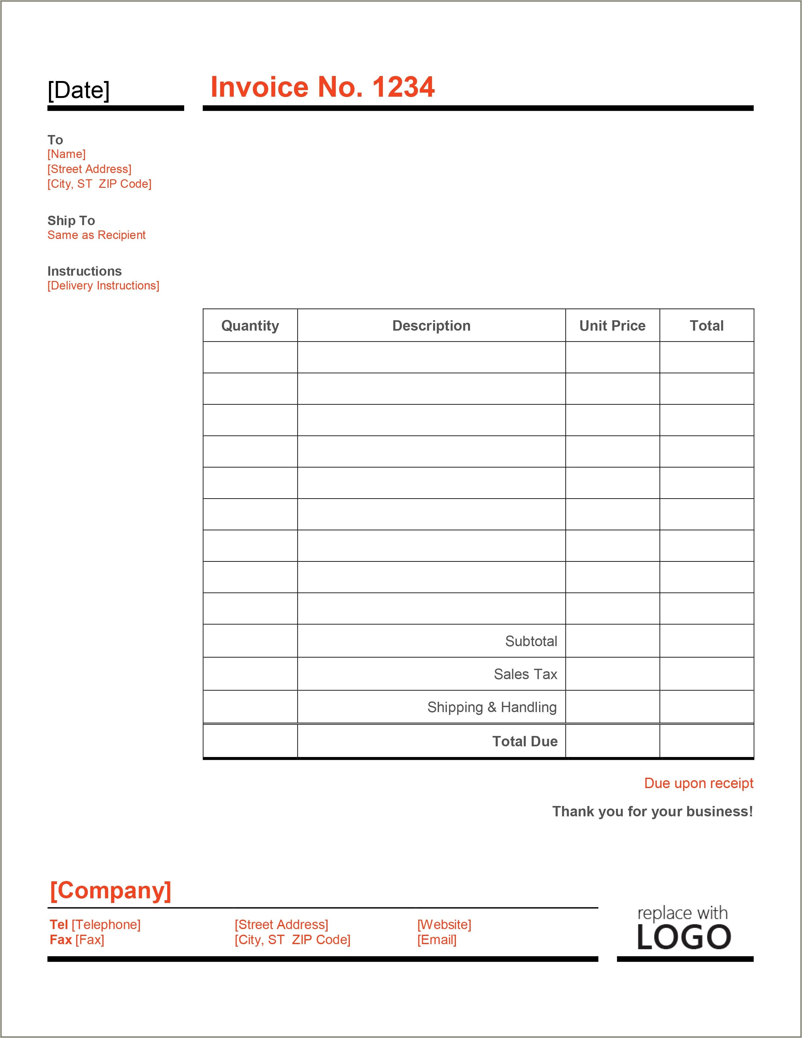 Free Download Sales Invoice Template Excel