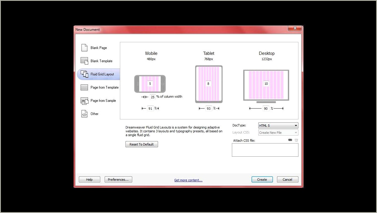 Free Dreamweaver Fluid Grid Layout Templates