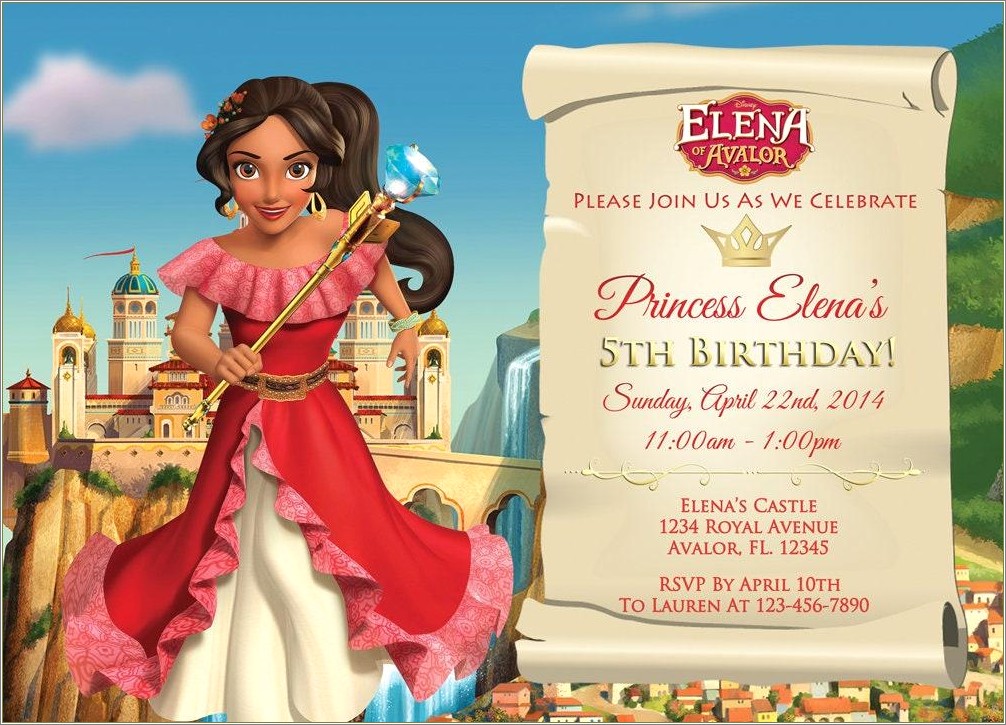 Free Elena Of Avalor Invitation Template