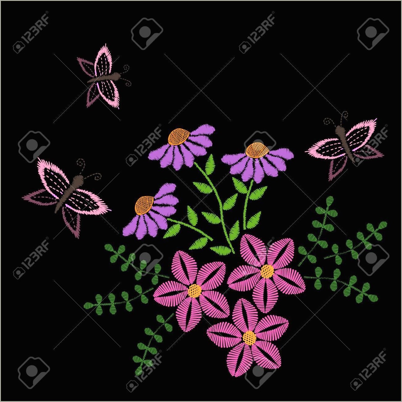 Free Embroidery Templates Floral With Butterflies
