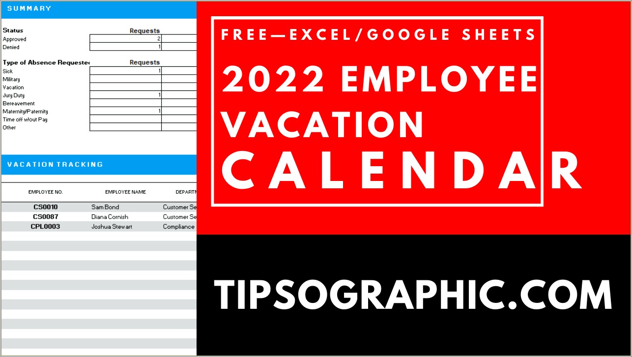 Free Employee Vacation Planner Template Excel Resume Example Gallery