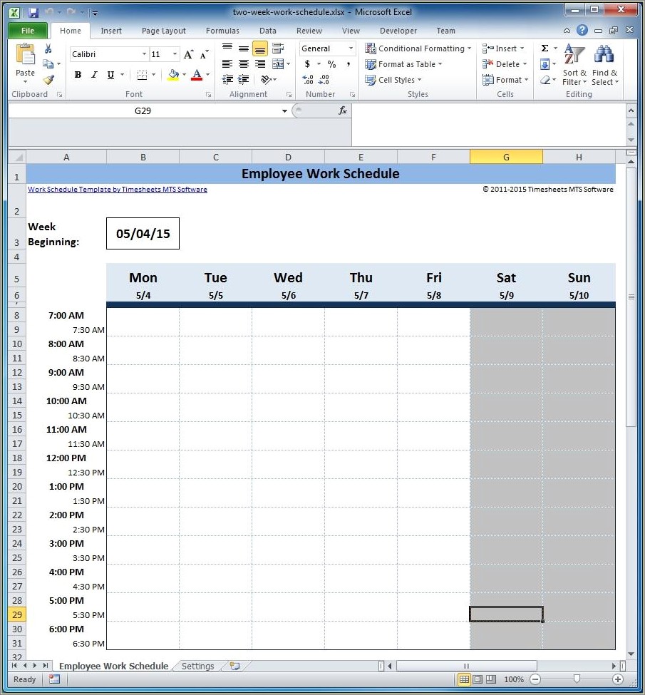 Free Employee Weekly Schedule Template Excel