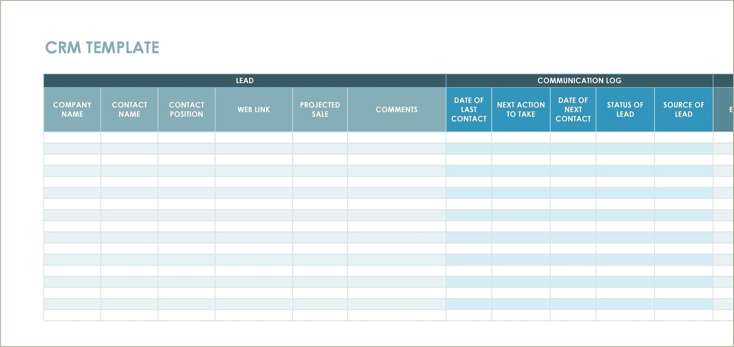 Free Excel Business Lead Information Template