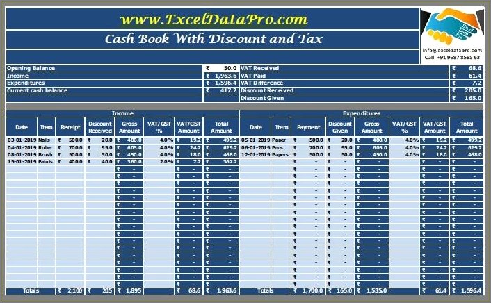 Free Excel Cash Book Template Download