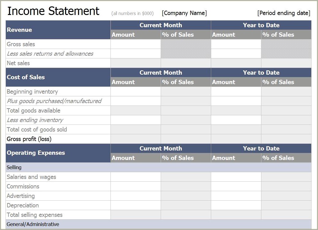Free Excel Income Statement Template Download
