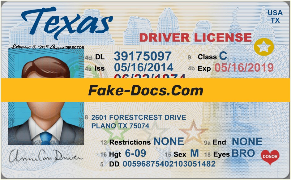 Free Fake Texas Drivers License Template