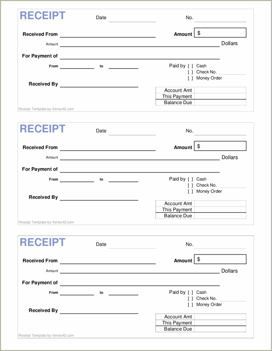 Free Fllable Templates For Cash Receipts