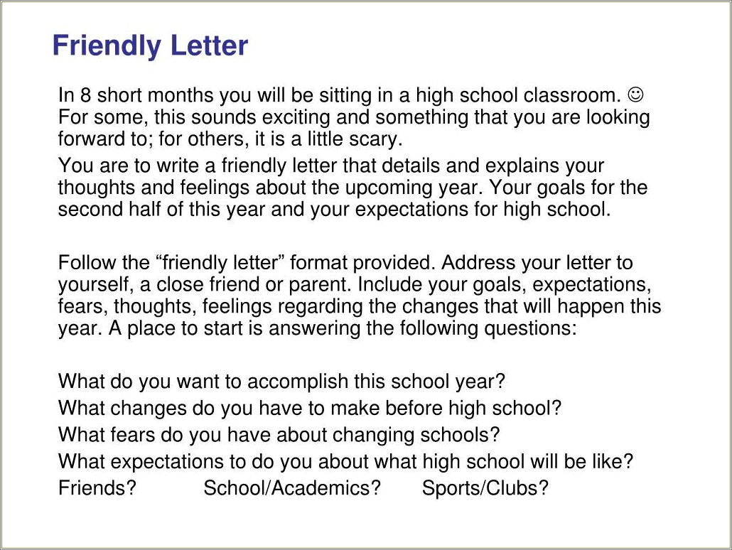 Free Friendly Letter Template Second Grade