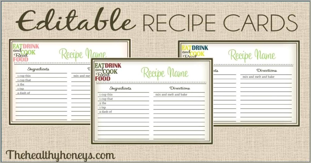 Free Full Page Recipe Card Template