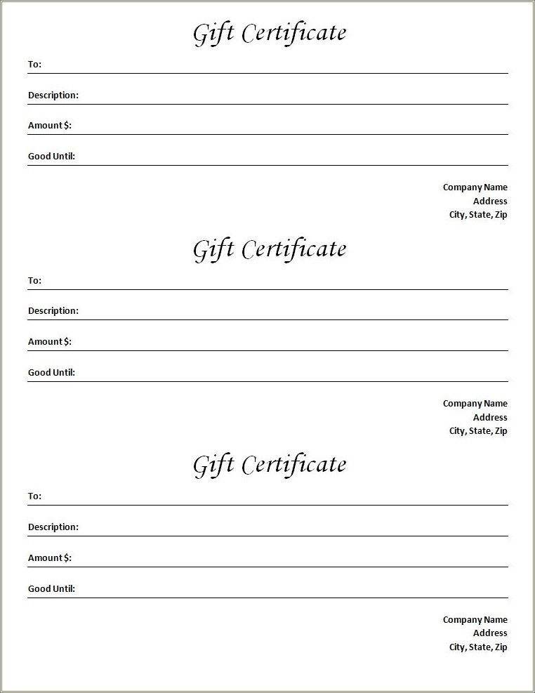 Free Gift Certificate Template Word 2003