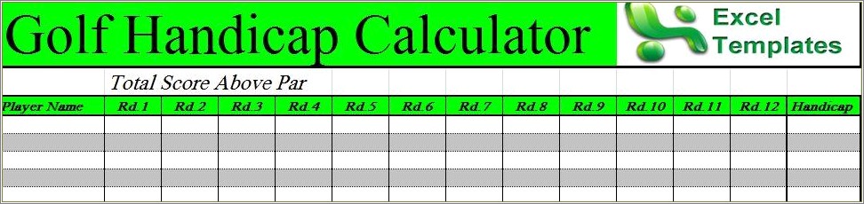 Free Golf Handicap Calculator Excel Template