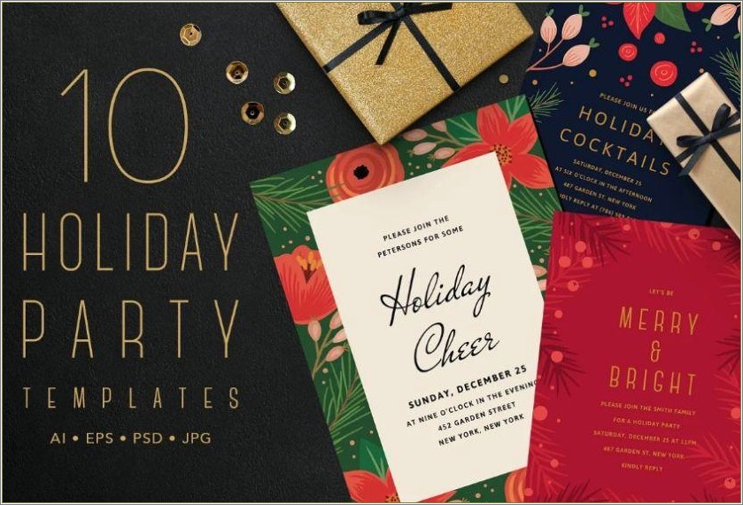 Free Holiday Dinner Party Invitation Template