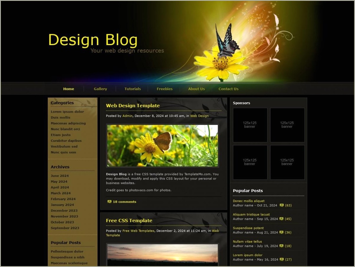 Free Html Template For Blog Design