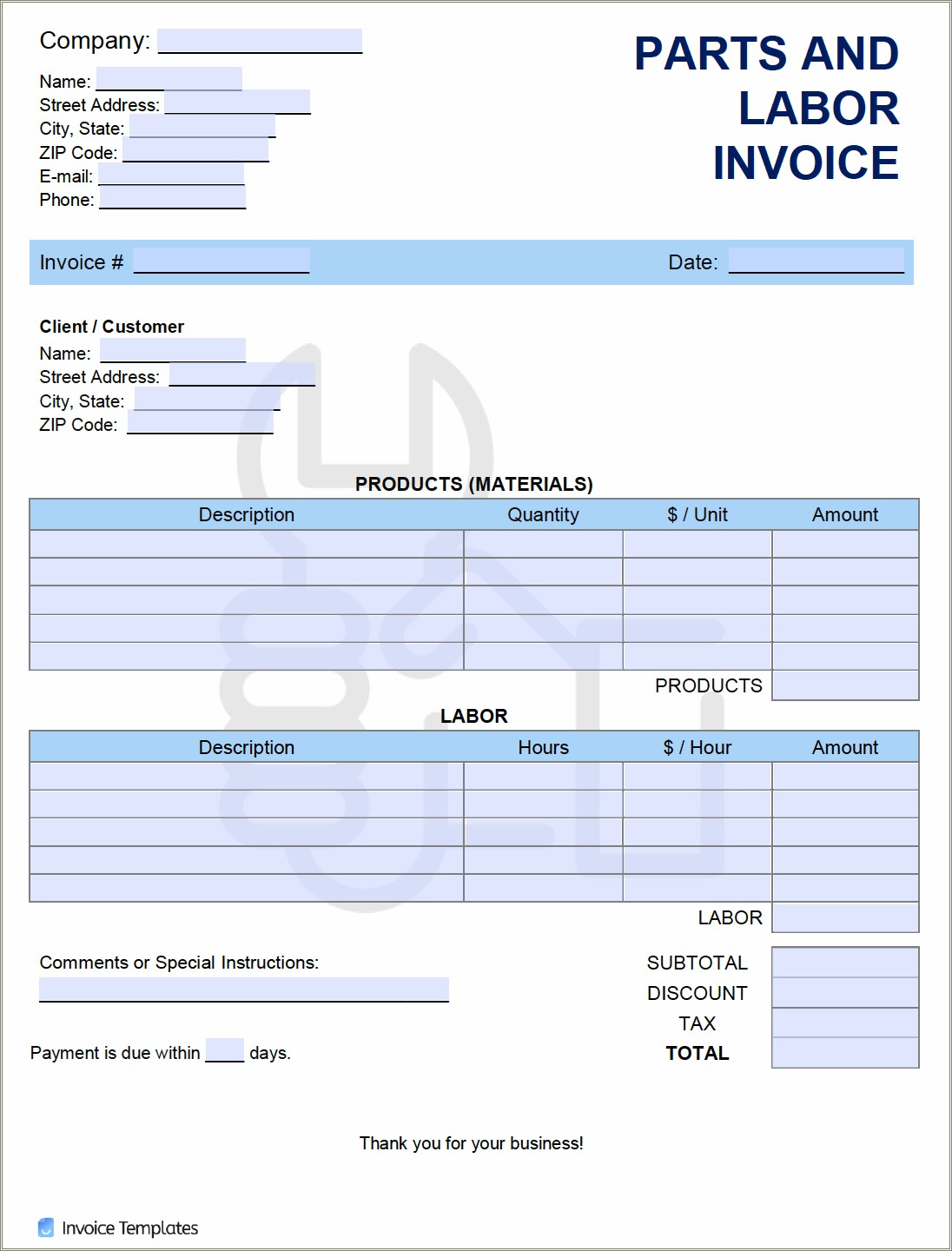 Free Labor And Services Classification Template
