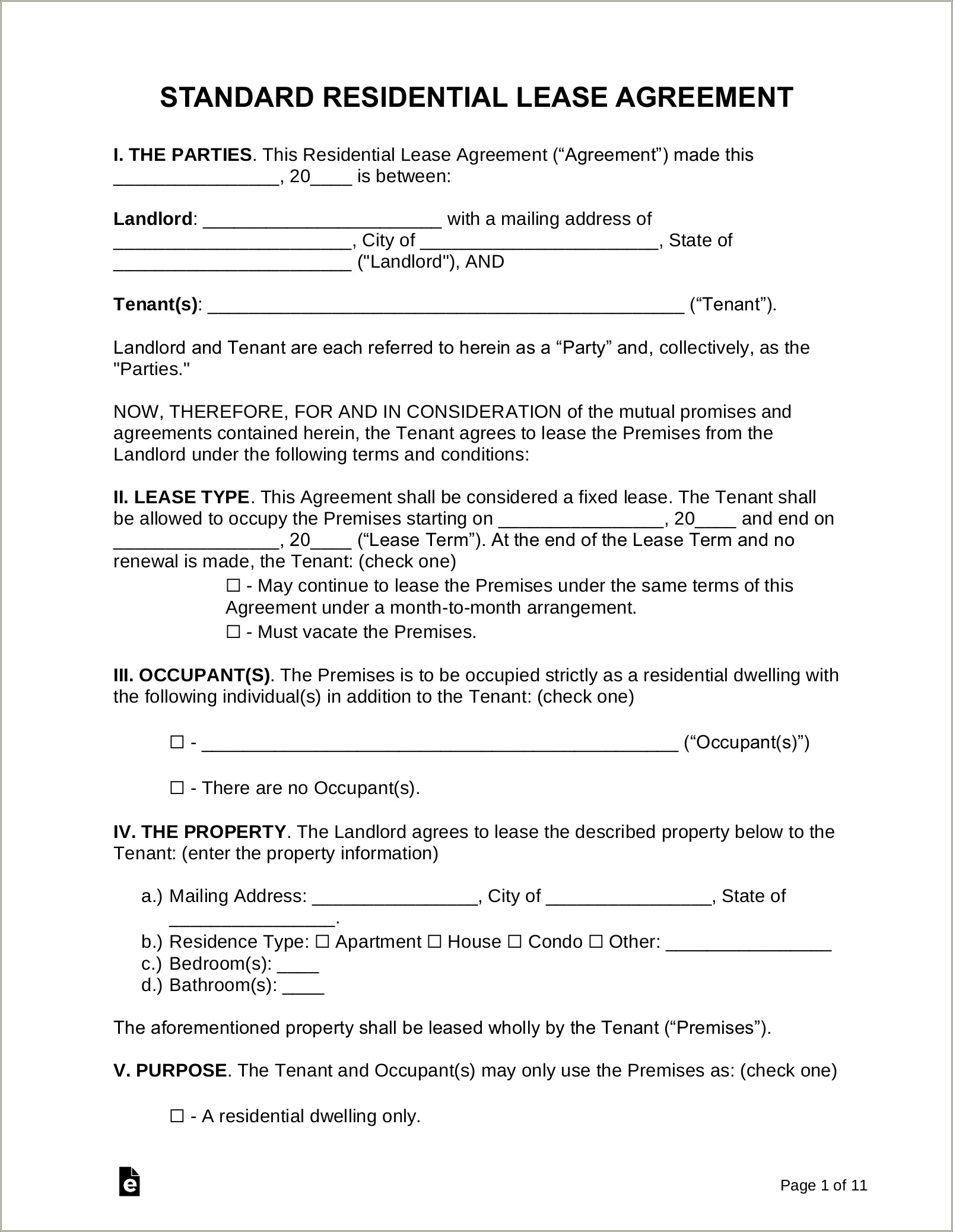 Free Lease Agreement Template Microsoft Word