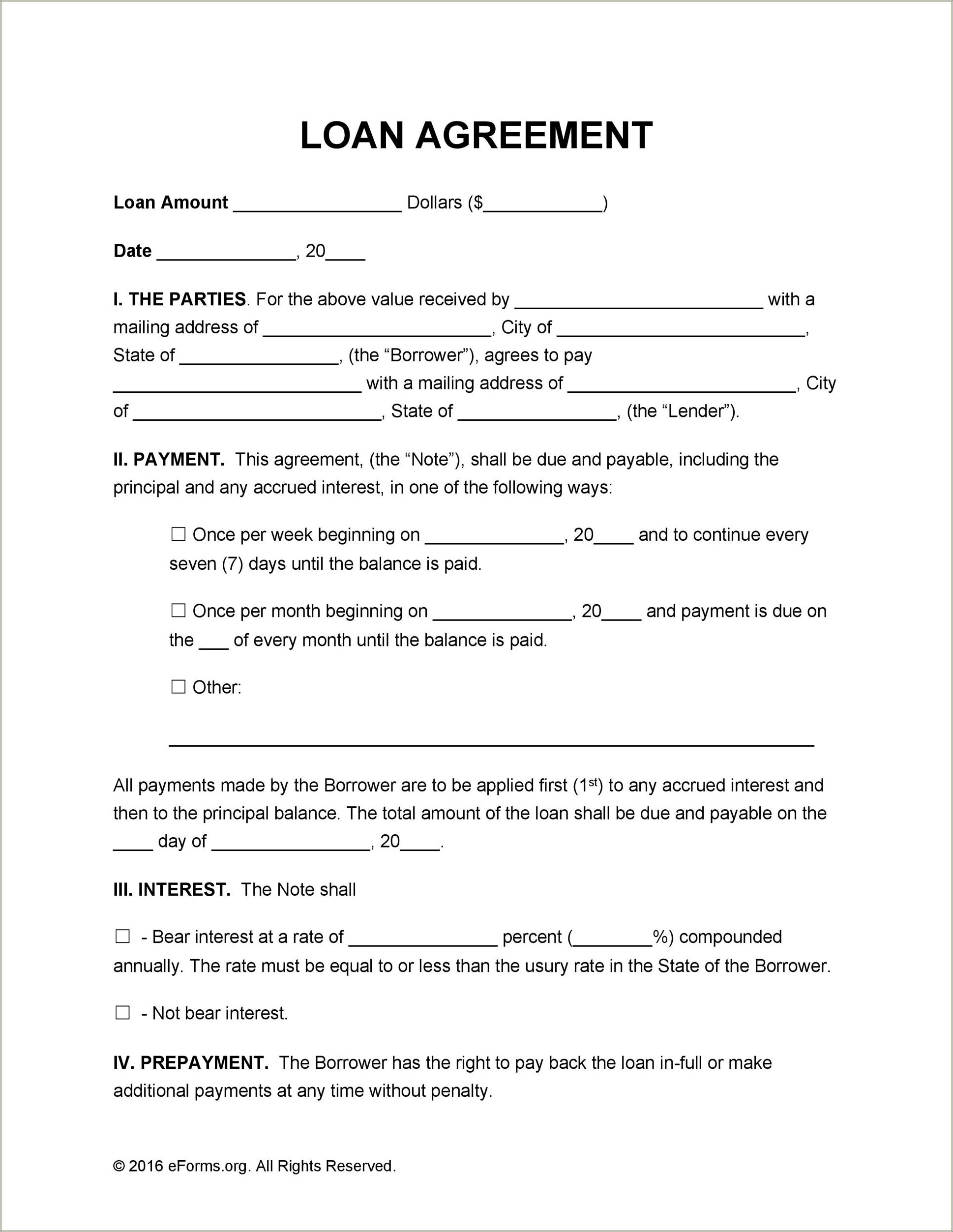 Free Loan Contract Template South Africa