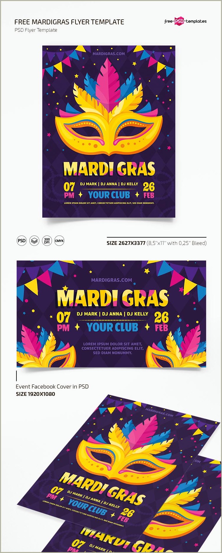 Free Mardi Gras Flyer Templates Psd