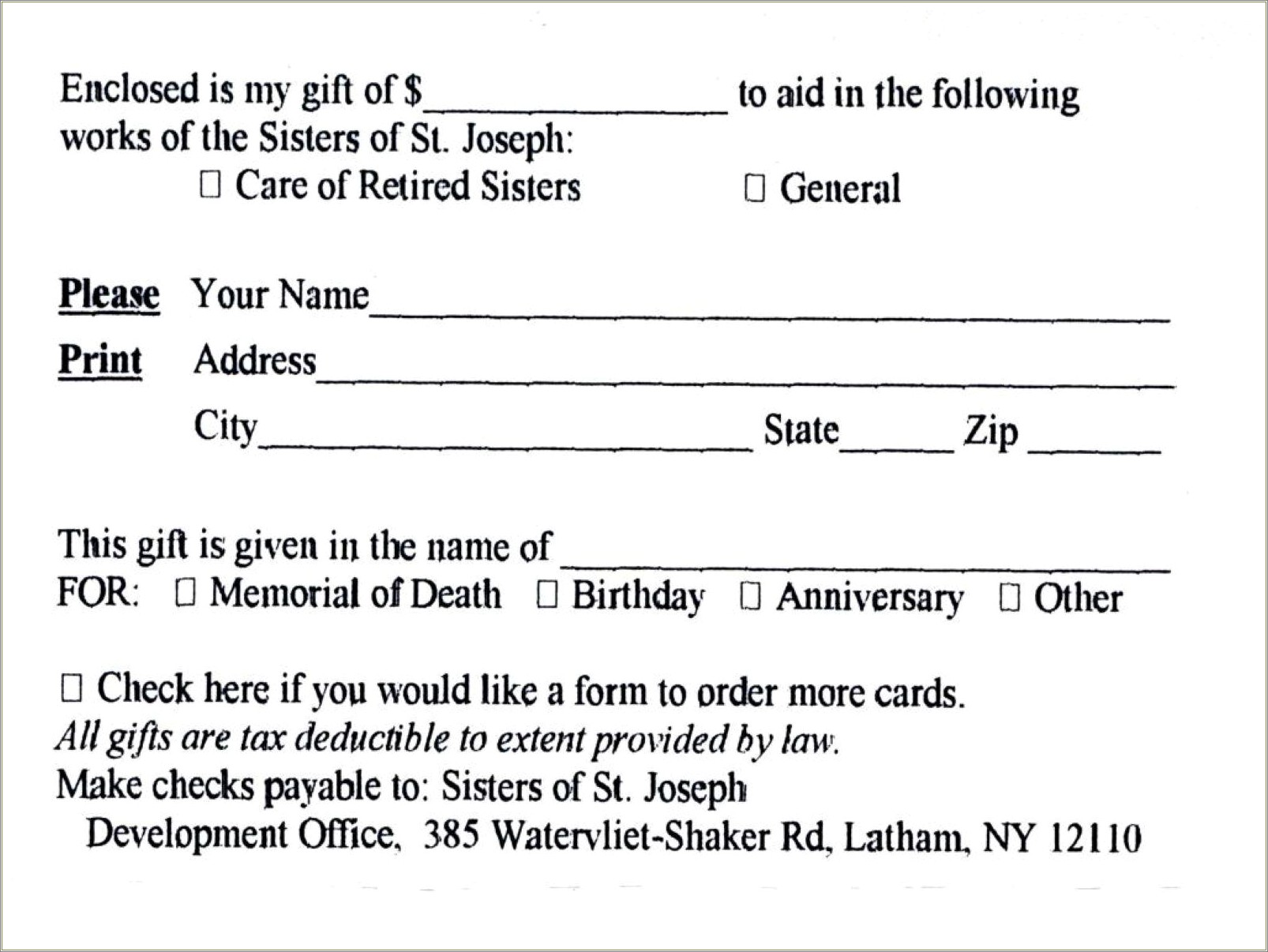 Free Memorial Donation Request Form Template