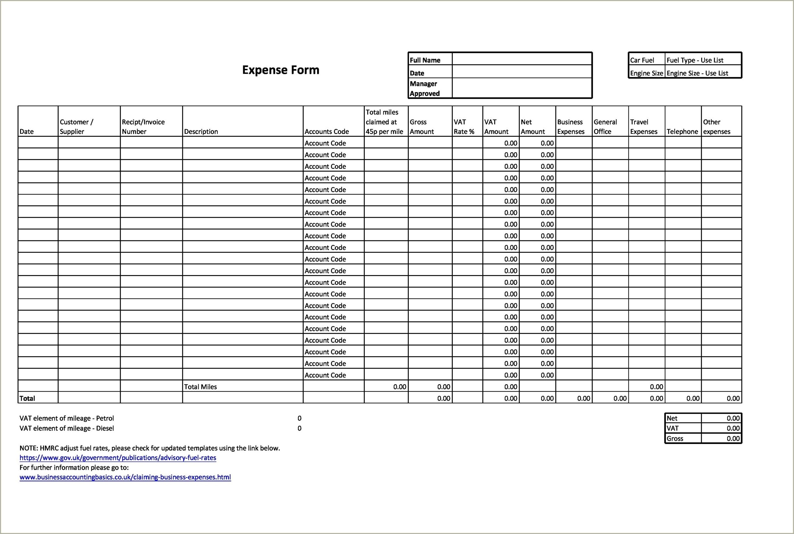 Free Microsoft Business Expense Report Template