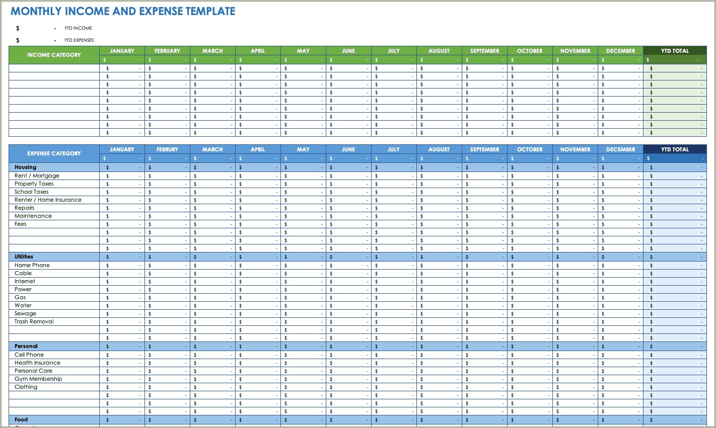 Free Monthly Business Expense Spreadsheet Template