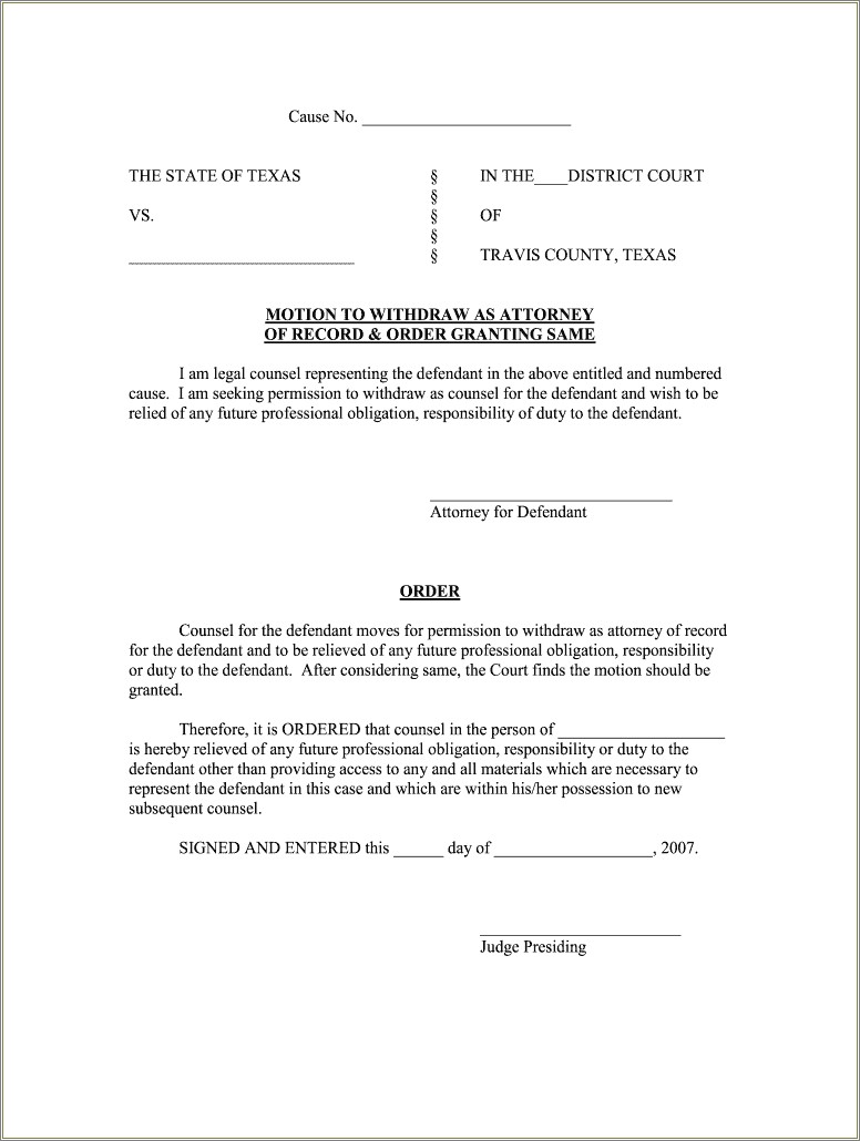 Free Motion To Fire Attorney Template