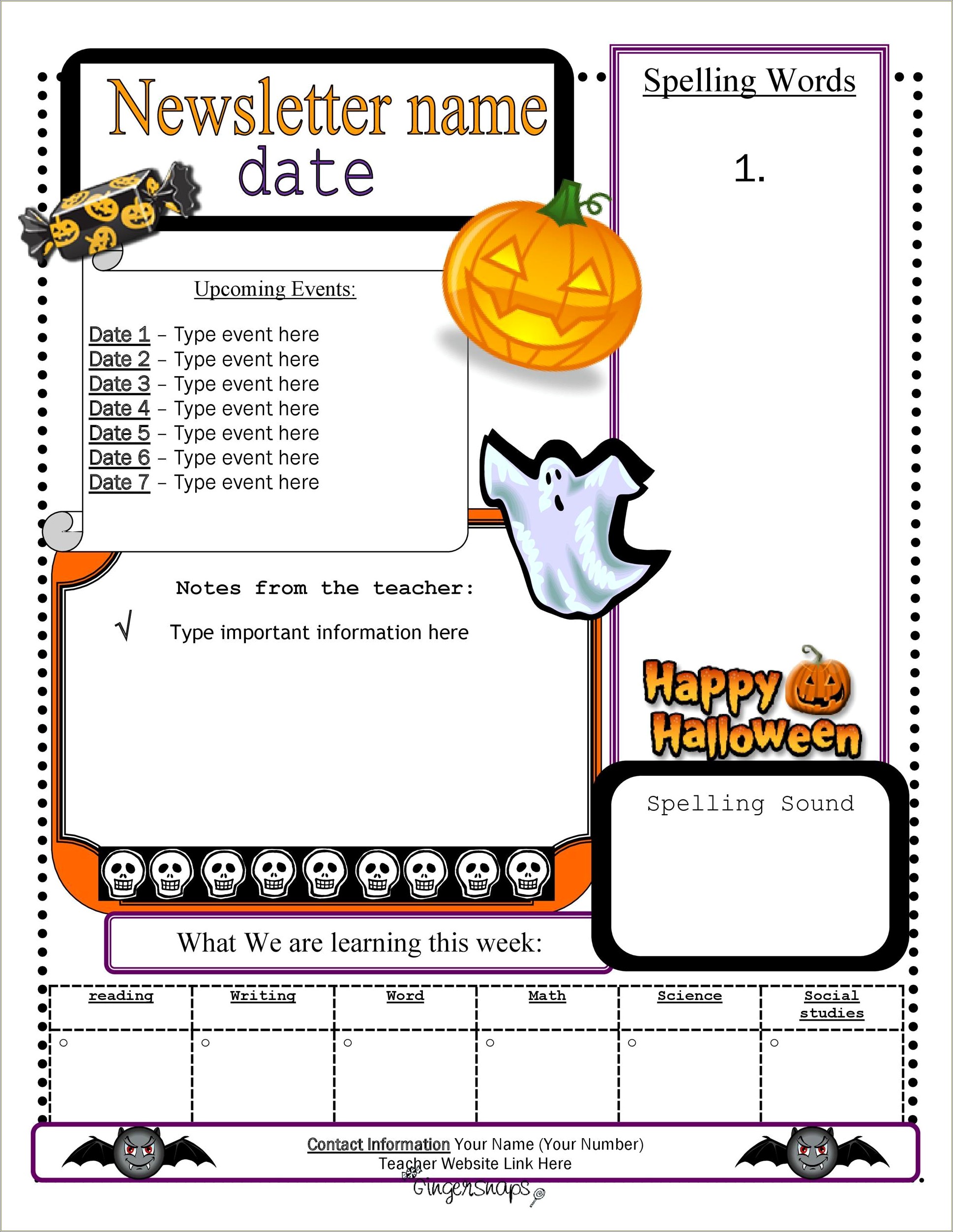 Free Newsletter Templates Word For Teachers