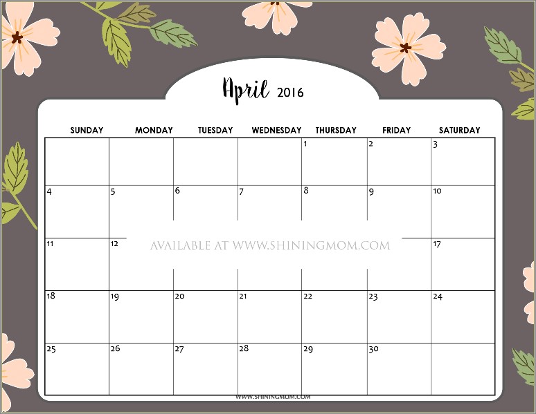 Free Online Monthly Calendar Template 2016 Resume Example Gallery