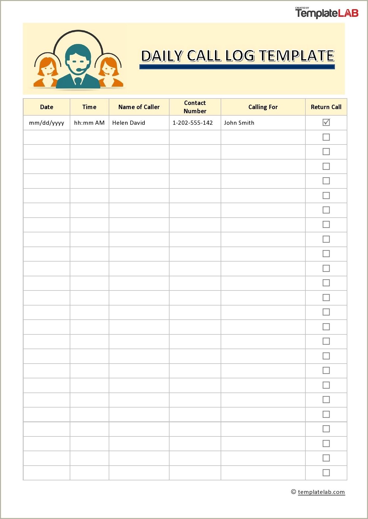 Free Phone Log Templates In Excel