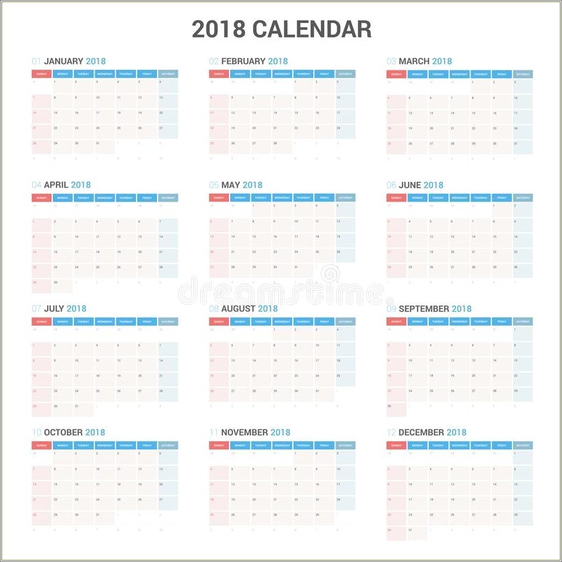 Free Printable 2018yearly Work Calendar Template