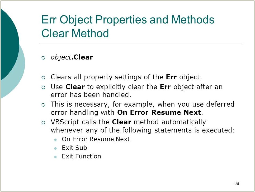 Vbscript On Error Resume Next Example