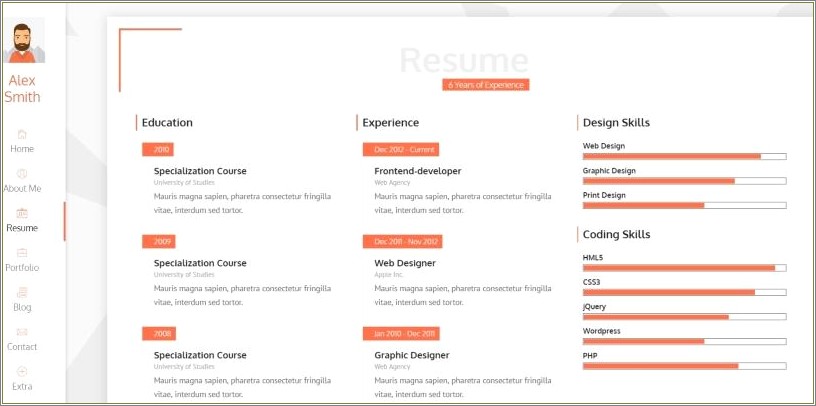 Vertica Retina Ready Resume Cv & Portfolio Free Download