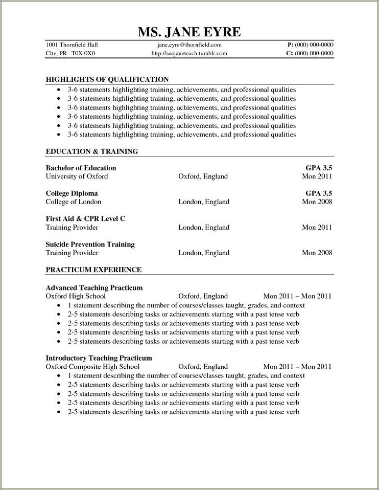 Volunteer Experiences On A Resume Template