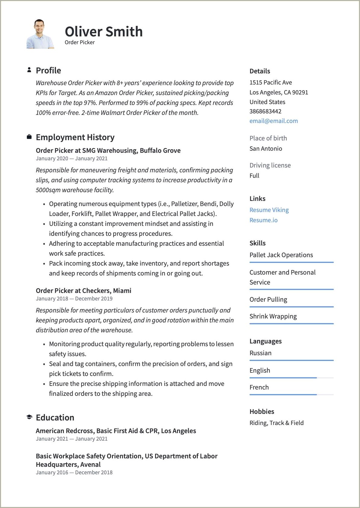 Walmart Order Filler Job Description For Resume