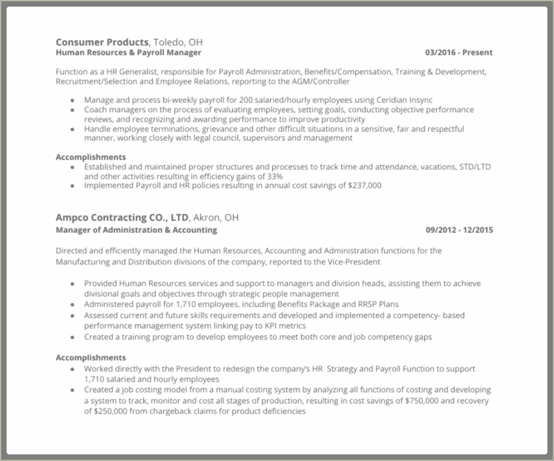 Where To Put Accomplimsnets On Resume