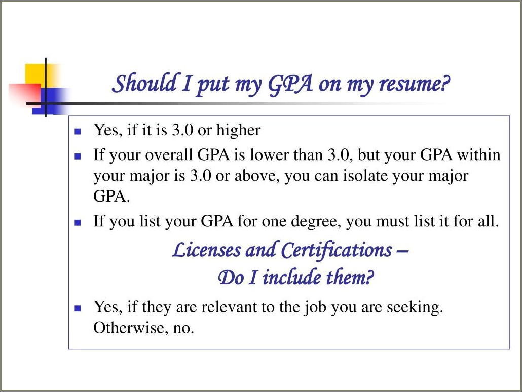 Where To Put My Gpa On My Resume