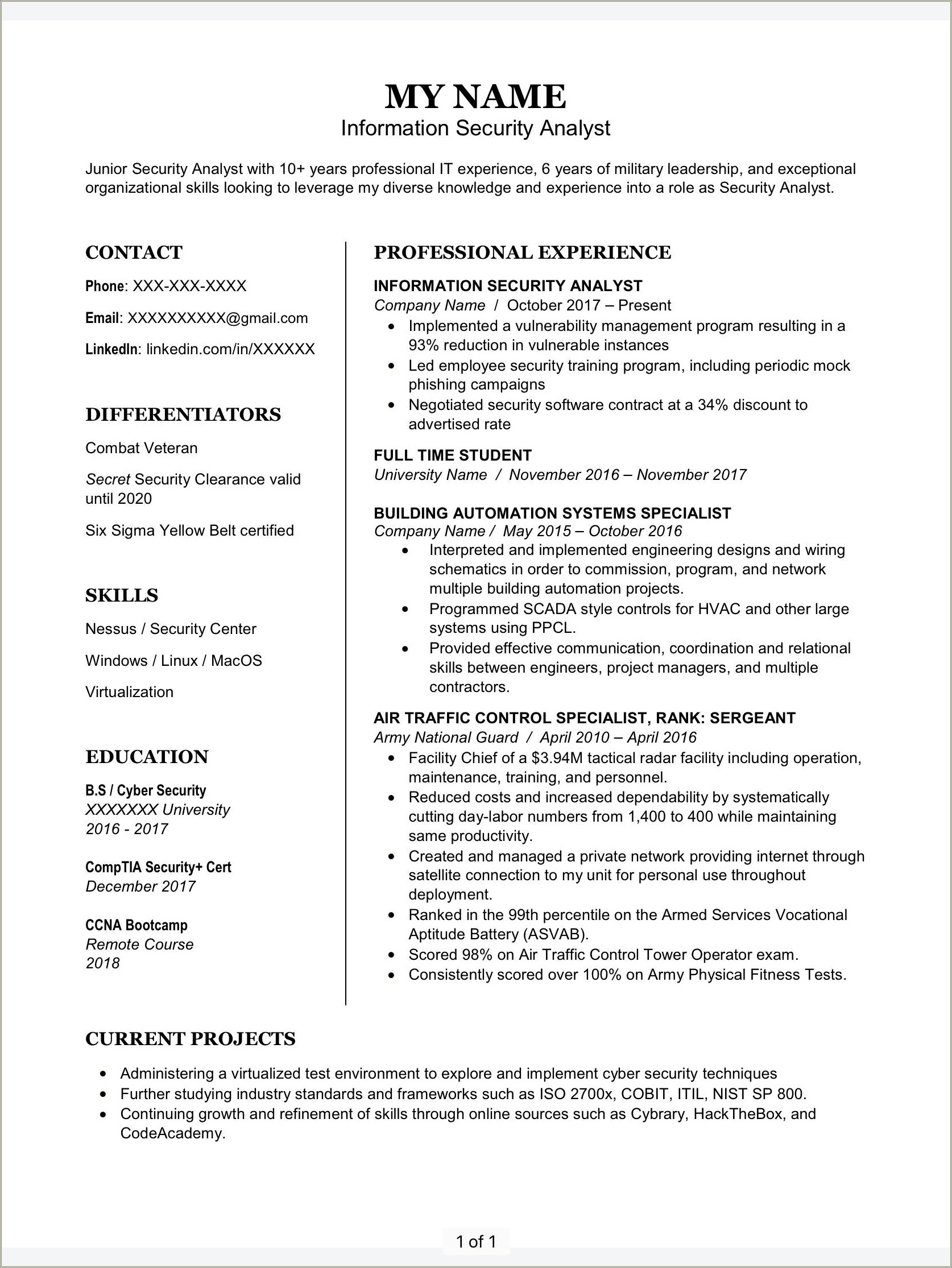 Where To Put Secret Clearance On Resume