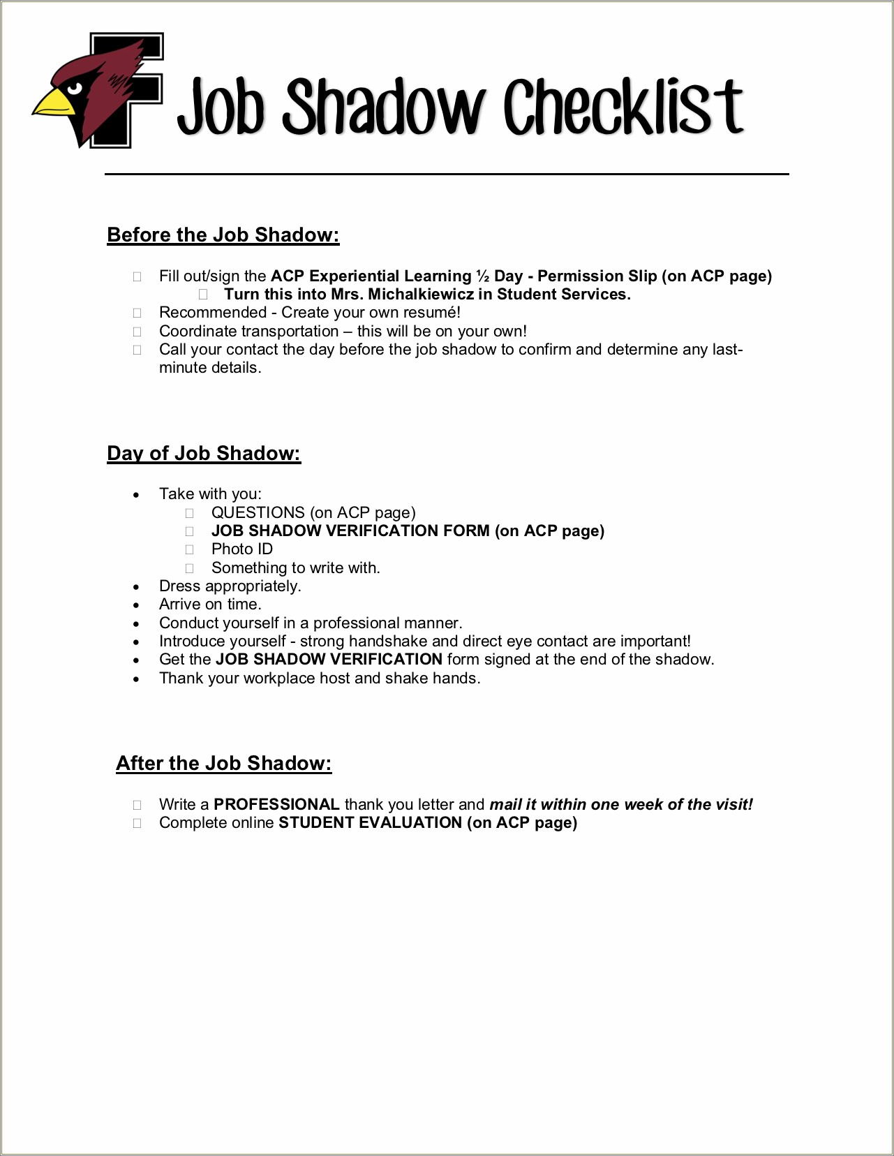 Where To Put Shadowing On Resume