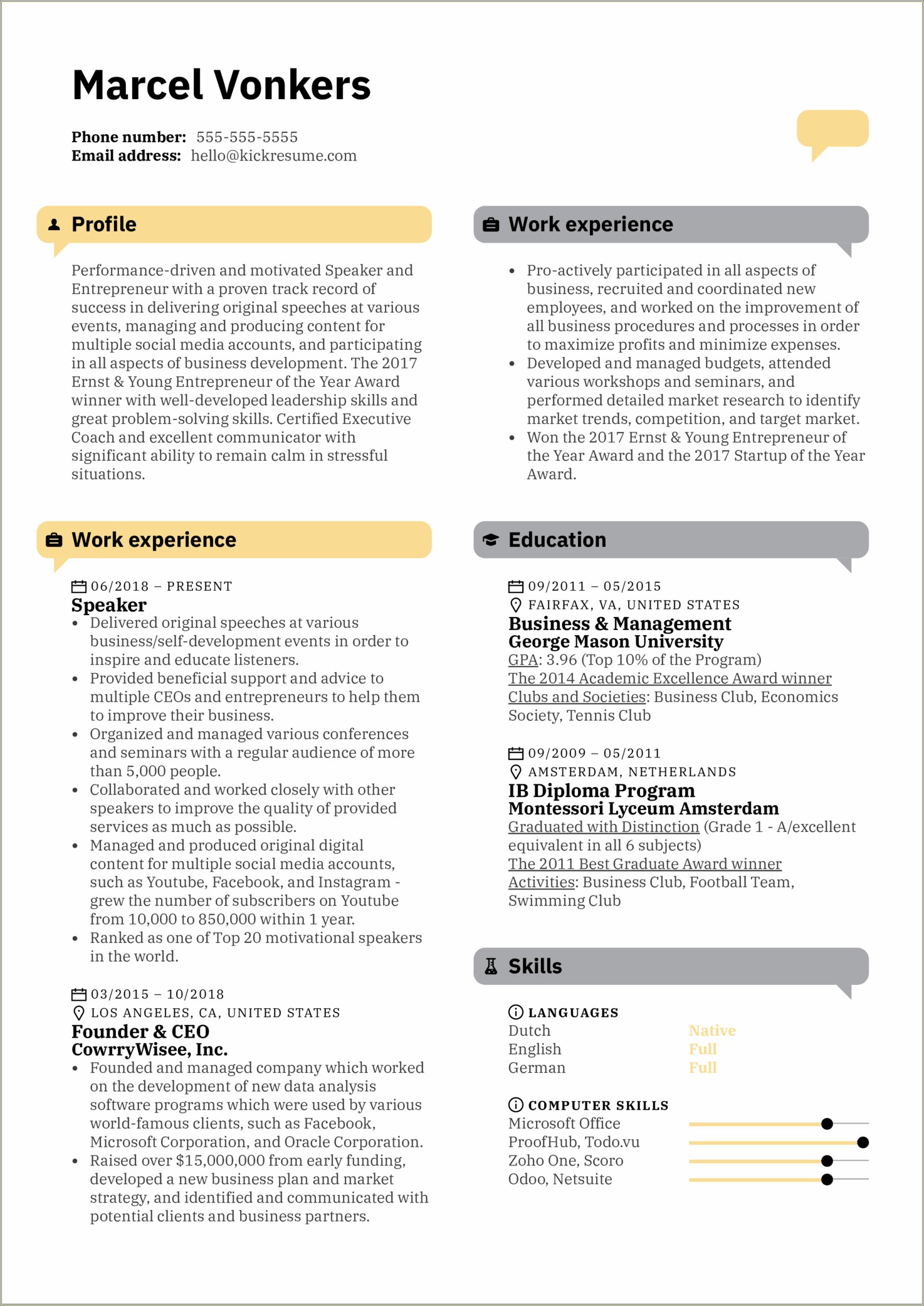 While Working With Business Resume Language