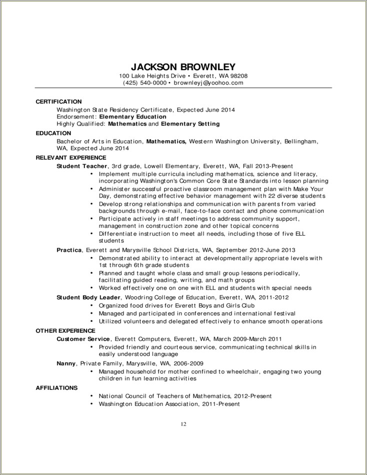 Woodring College Of Education Resume Samples