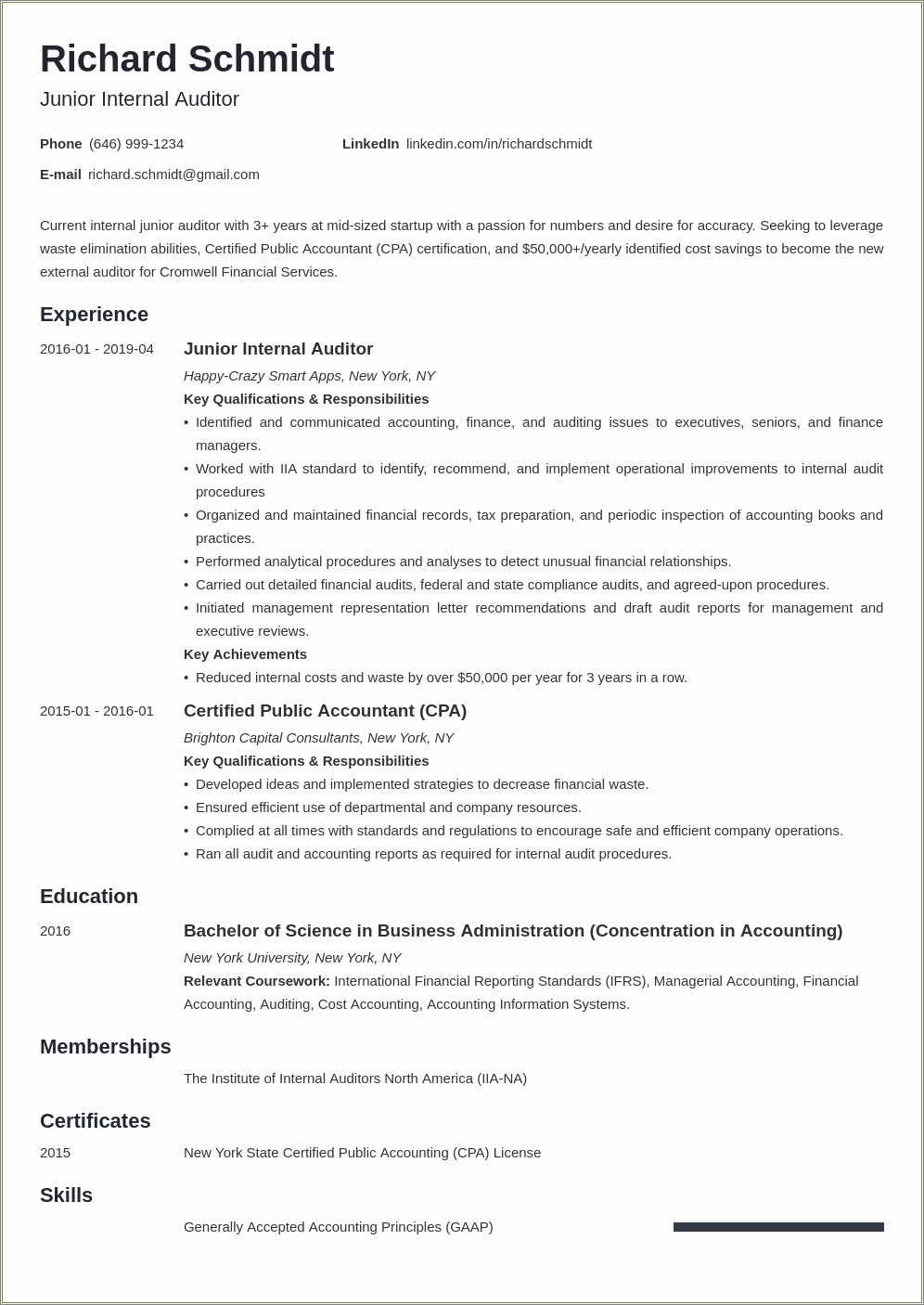 Wording To Include Annual Audit On Resume