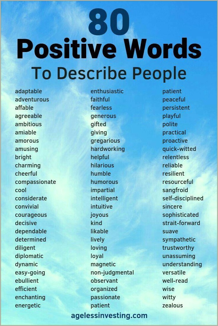 Words To Describe Someone On Resume