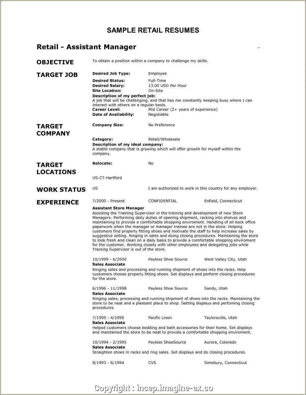 Work Experience Of 7 11 Resume