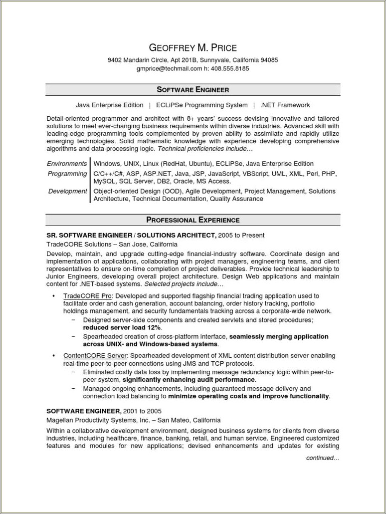 Worked On Php And Java Resume