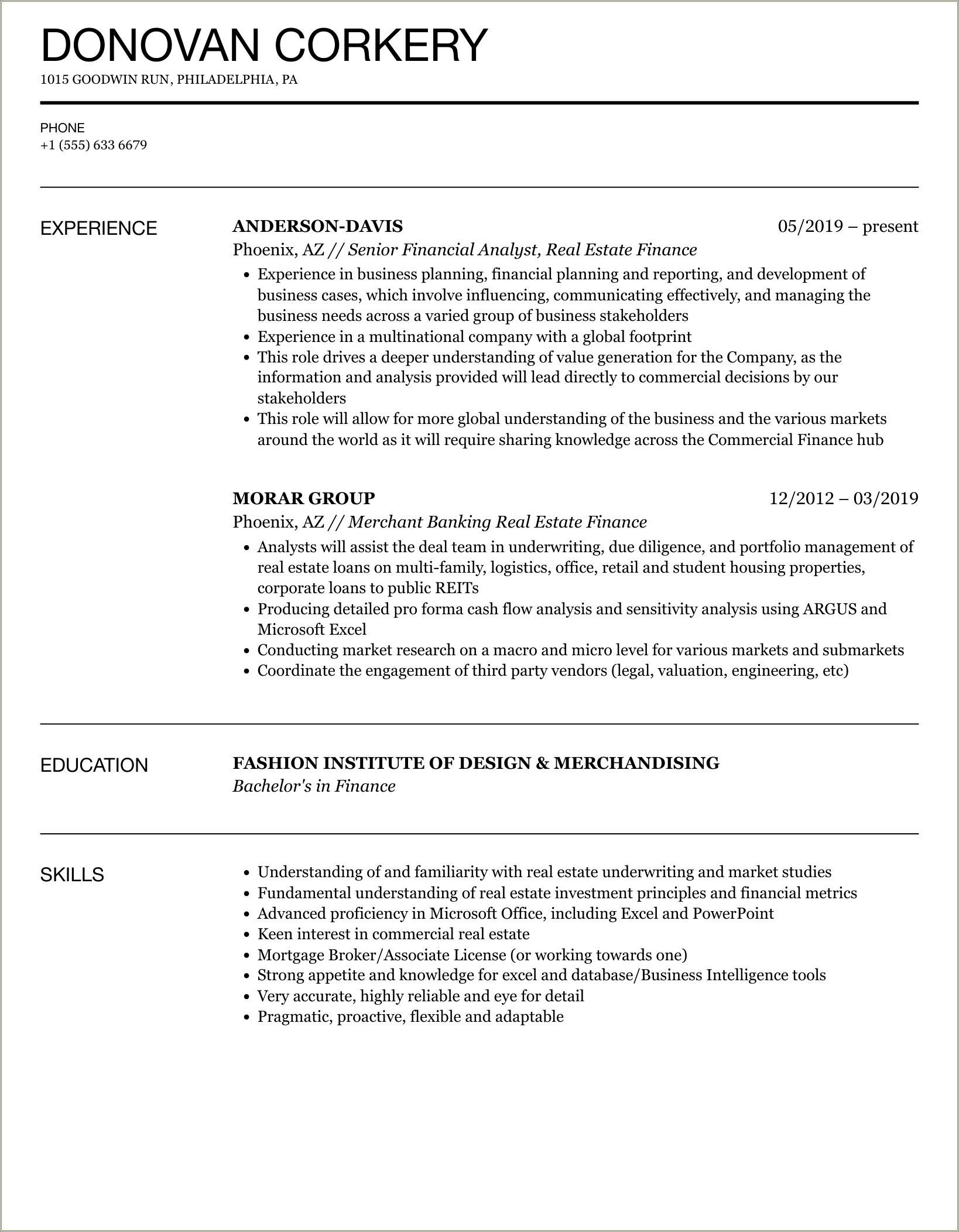 Working For A Real Estate Investor Resume