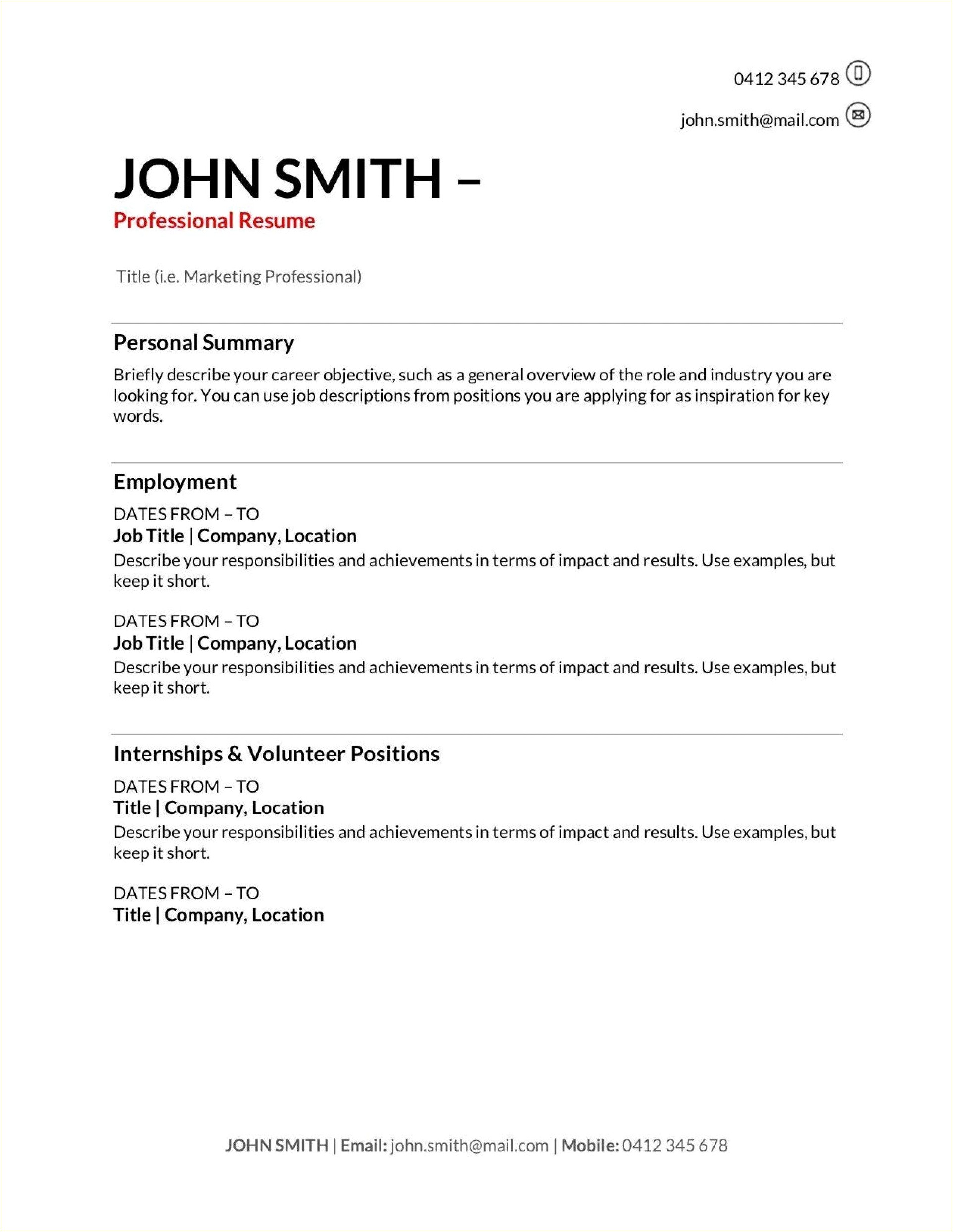 Write A Job Description For Your Resume